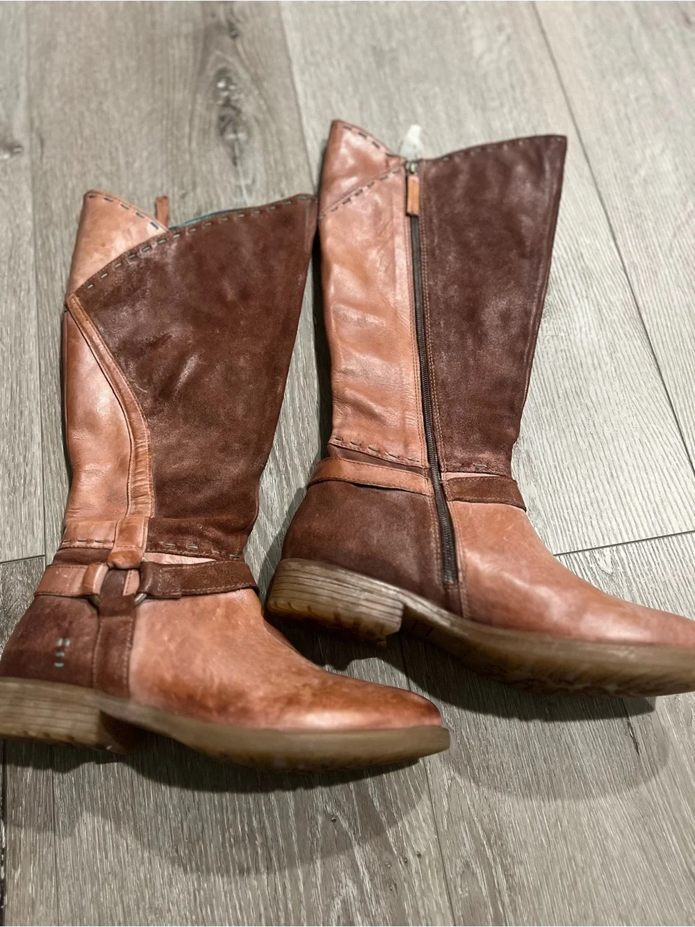 Roan by Bed Stu Karolus distressed two tone Tall Boots